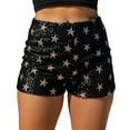 thumbnail image 2 of Letdown Women's Sequin Mini Shorts Stars Sparkly Micro Shorts Y2k Low Rise Rave Outfits Trendy for Club Hot Pants (Black, L), 2 of 6