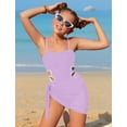 thumbnail image 4 of Fesfesfes Middle and Large Kids' and Teens' Contrast Color Hollow Beach Sling Swimsuit with Wrap Dress Swimwear for Summer Vacations and Sunny Days 8-13 Years(Purple,7 Years), 4 of 4
