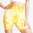thumbnail image 2 of SWSMCLT Women's Biker Yoga Shorts Summer High Waist Booty Short Leggings Pants Tie Dye Pastel Tummy Control Running Gym Workout Athletic Shorts Butt Lifting Ruched Yellow Medium, 2 of 5