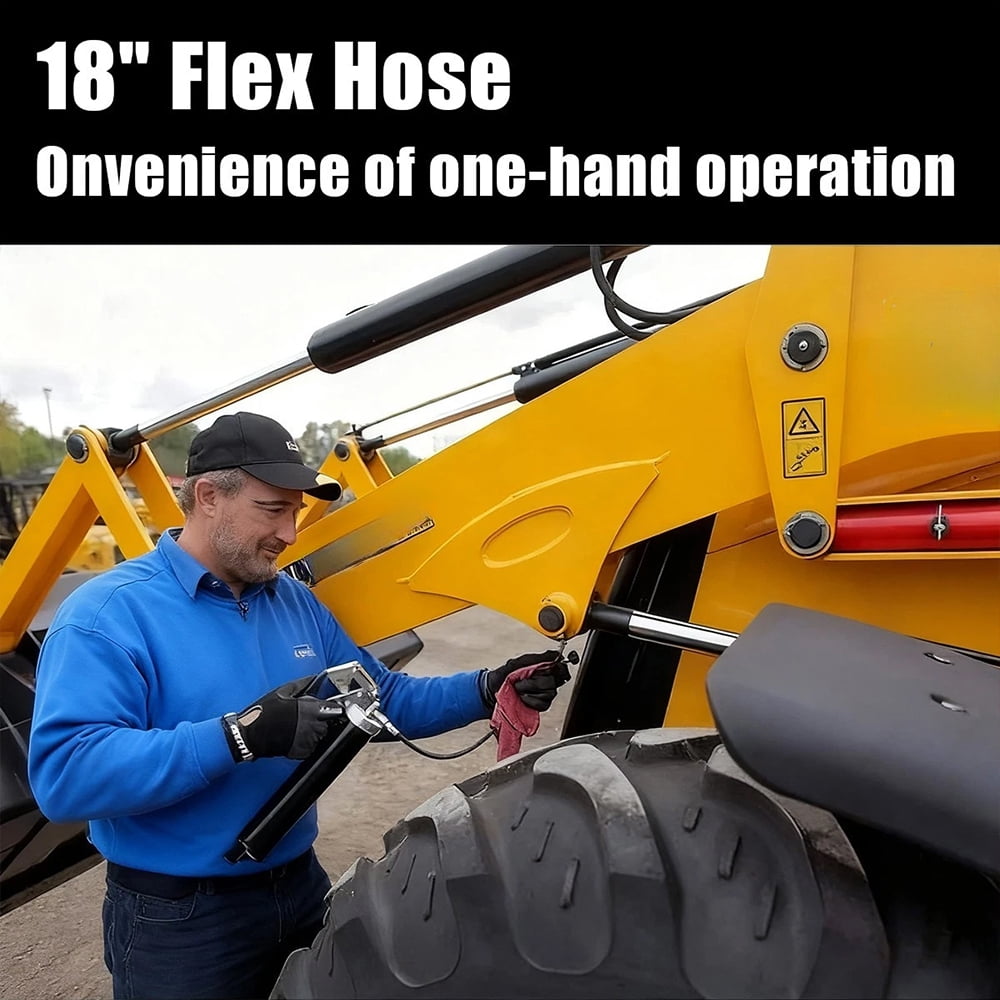 Heavy Duty Grease Gun, 7000 PSI High Pressure, 3-Way Loading (Cartridge, Suction, Bulk), 18-Inch Flexible Hose, Pistol Grip for Easy One-Hand Operation