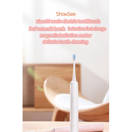 ShowSee Sonic Electric Toothbrush Customized US Dupont Toothbrush Bristles IPX7 Waterproof 32000 VPM Power Rechargeable 2 Mins Smart Timer,Pearl White
