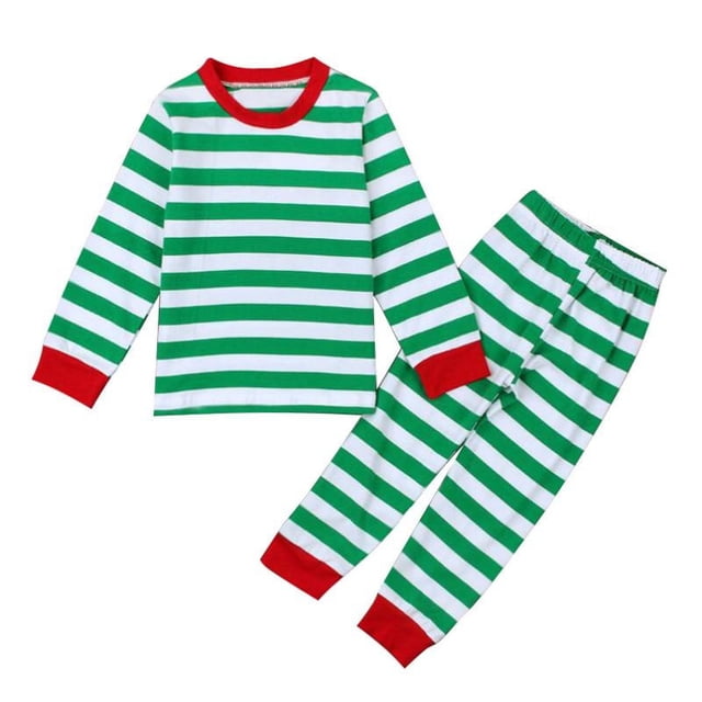Ensemble Parent-Enfant Rayé Nouveau Pyjama Parent-Enfant Imprimé de Noël(2 Couleurs)