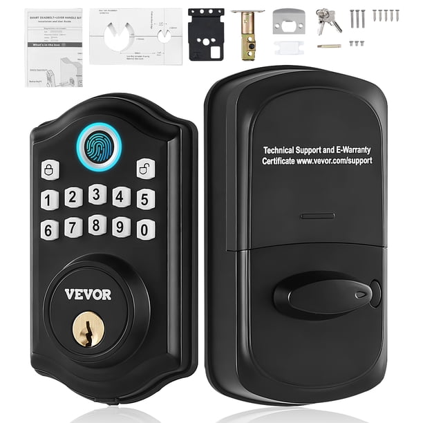 VEVOR Cerradura de puerta con huella digital, cerradura de puerta de entrada sin llave con huella digital/código de teclado/llave, bloqueo automático, contraseña anti-miradas, clasificación IP 63