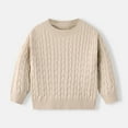 thumbnail image 2 of Zshosam Baby Boy Sweater Boys Sweaters Kids Fall Fashion Crewneck Rib Knit Pullover Sweater Size 3T 4T,(Beige 3-4 Years), 2 of 5