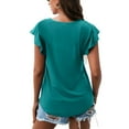thumbnail image 4 of Mujeres Casual cuello redondo manga corta Puff Color sólido pulóver blusa camiseta Tops ajuste holgado OAVQHLG3B Store lin121212, 4 of 4