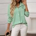 thumbnail image 3 of Fancifize Womens Striped Button Down Shirts Long Sleeve Lapel Blouse Fashion Casual Work Office Tops with Pocket, 3 of 5
