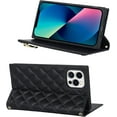 thumbnail image 4 of Crossbody Wallet for iPhone 12 Pro Max Case with Adjustable Lanyard Strap Card Holder 6.7",PU Leather Zipper Handbag Purse Kickstand Lattice Pattern Cover Case for Men Women Girl,Black, 4 of 13