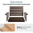 thumbnail image 7 of Home Shark 1 Person Outdoor Wooden Porch Swing with Ergonomic Seat and Hanging Chains, Deep Brown, 7 of 7