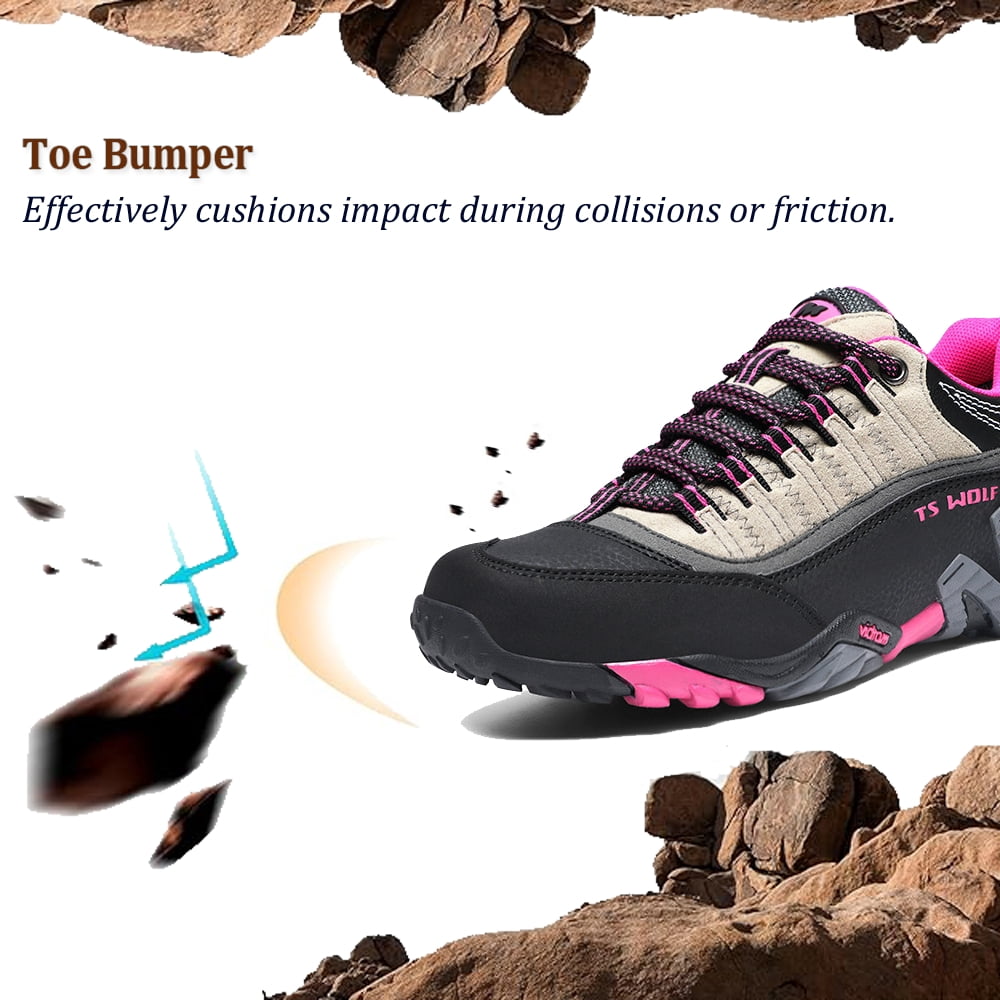 Men's Women's Extra Wide Outdoor Hiking Shoes Waterproof Durable Non-Slip Lightweight Trekking Camping Athletic Shoes Pink 6 Men/7 Women
