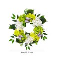 thumbnail image 4 of Coronas de flores de hortensias de primavera para la puerta principal con luces, corona de verano azul y blanca con hojas, para el hogar, fiestas y bodas, «única para mamá»., 4 of 6