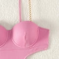 thumbnail image 6 of Arnsht Women's Cutout Metal Chain Strap Bikini Set Ribbed one Piece Swimsuit Soft Comfortable Breathable Vacation Bathing Suit Pink S, 6 of 7