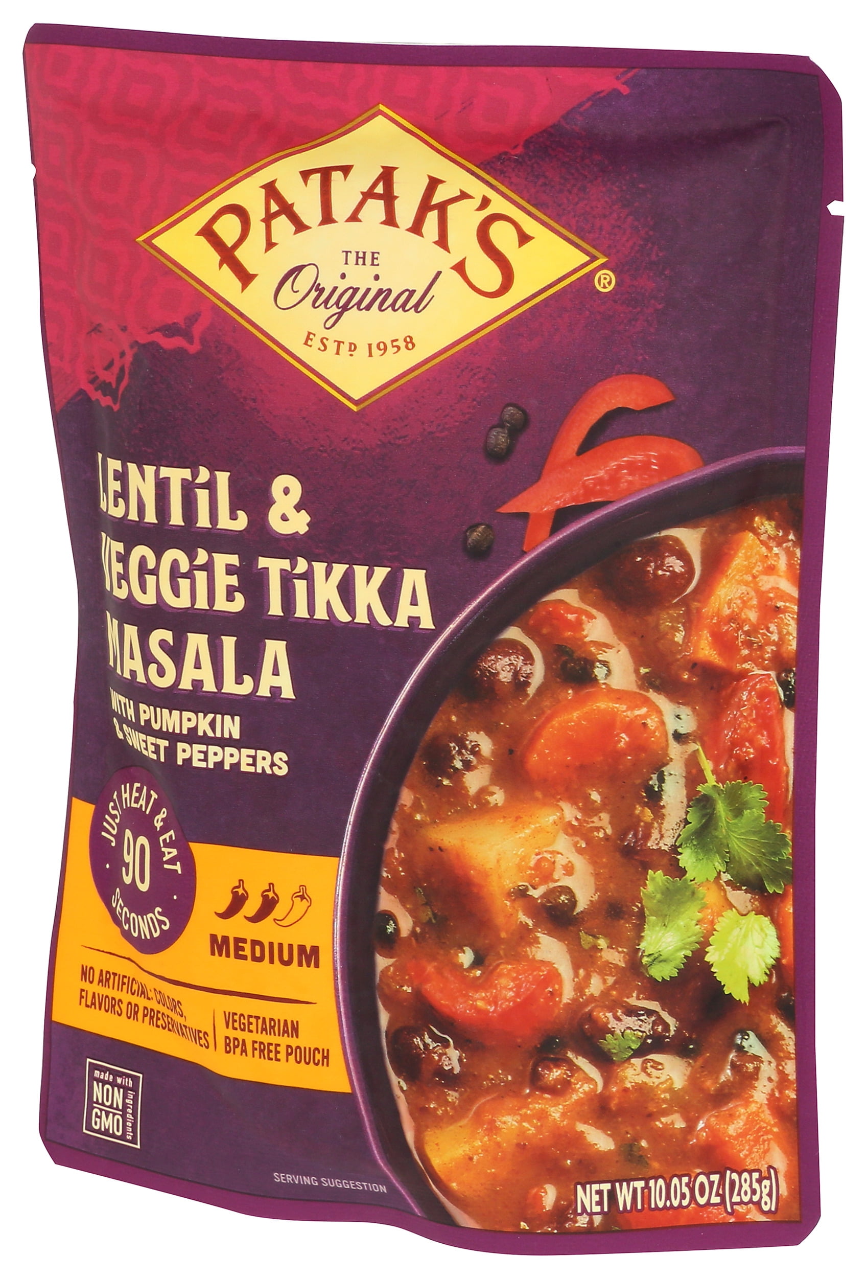Pack of 6, Pataks Medium Lentil & Veggie Tikka Masala, 10.05 oz