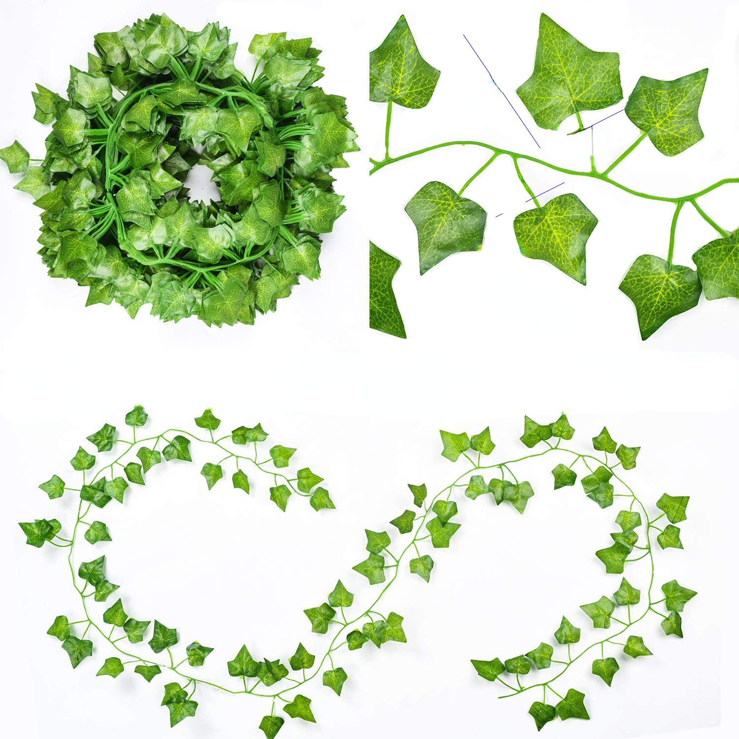 Homgreen 1 Pack 12 strips of artificial ivy garland Ivy garland Fake