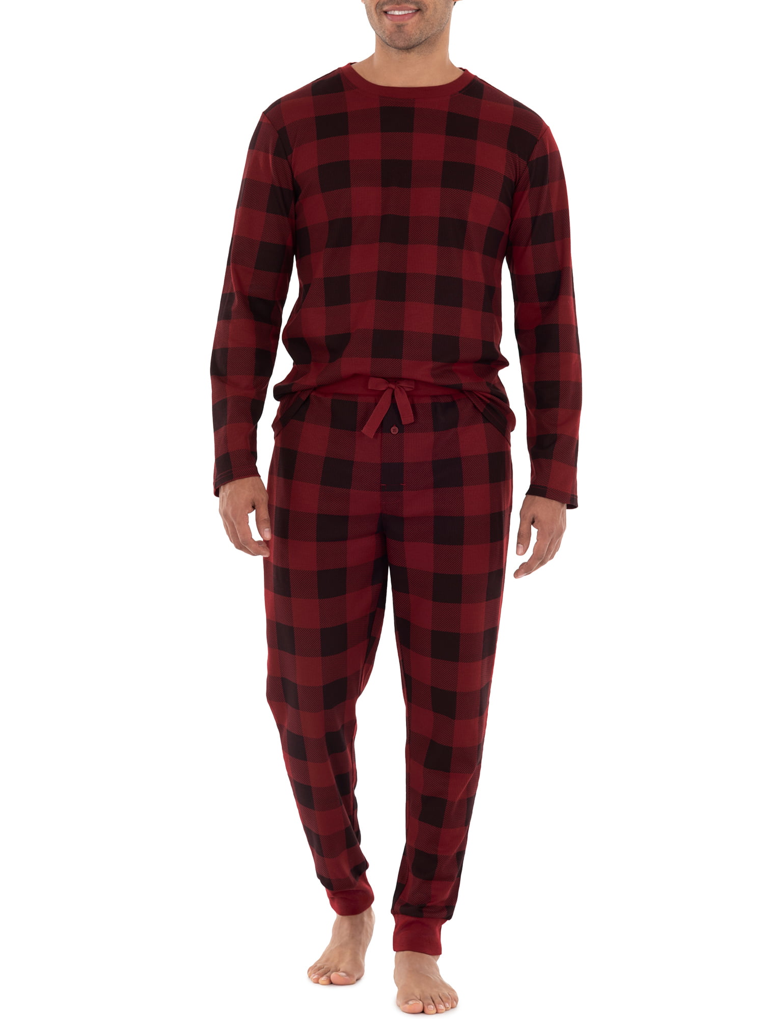 Men's Thermal Super Soft Checked Pyjamas Red or Blue Mens Pjs  M-2XL new 