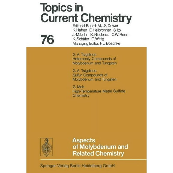 Topics in Current Chemistry Aspects of Molybdenum and Related Chemistry, Book 76, (Paperback)