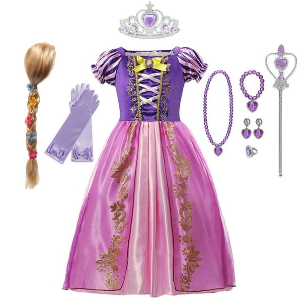 Disney princesse filles raiponce Cosplay robes charme t enfants v tements Vestidos maille robe de bal bal f te d anniversaire ensemble de costumes