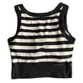 thumbnail image 5 of MNCEKFOD Womens Tank Top With Built In Bra Casual Striped Padded Tank Tops Cropped Waist Short Style Elastic Summer Daily Outer Tops Camisoles For Women For Under Clothes Black L, 5 of 6