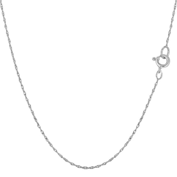 14k White Gold Rope Chain Necklace, 0.5mm, 20"