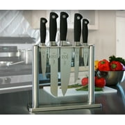 Mercer Culinary Genesis 6-Piece Forged Knife Block Set, Tempered Glass Block