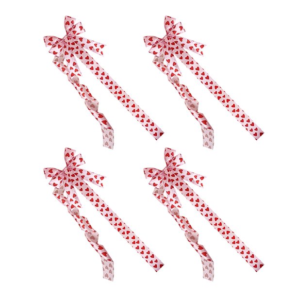 4 lazos decorativos de satén con cinta de sujeción, diseño de corazón, para San Valentín, bodas, cumpleaños, decoración de muebles.