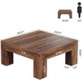 thumbnail image 6 of Tribesigns 39.37" Low Square Coffee Table, Farmhouse Large Tea Accent Table Center Table for Living Room(Dark Brown), 6 of 7