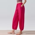 thumbnail image 2 of FRSASU Wide Leg Pants for Women High Waisted Baggy Palazzo Pants Casual Pull On Bell Bottom Smocked Elastic Waist Pants Hot Pink, 2 of 7