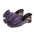 thumbnail image 4 of YDN Women's Bows Open Toe Slides Sandals Rhinestone Block Low Heeled Slip On Mules Casual Shopping Shoes Size 10.5 Dark Purple, 4 of 4