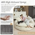 thumbnail image 4 of Oversized Polyester Sofa Bed, 55''L Round Chaise Lounge Chair Indoor, Fluffy Plush Chaise Lounge, Modern Velvet Sleeper Chair Couch, Comfy Boneless Couch for Living Room, Bean Bag Chairs (Beige), 4 of 10