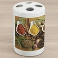 thumbnail image 1 of Spice Ceramic Toothbrush Holder, Overview Picturesque of Various and Healthy Aromatic Additives and Vegetables, Decorative Versatile Countertop for Bathroom, 4.5" X 2.7", Multicolor, 1 of 4