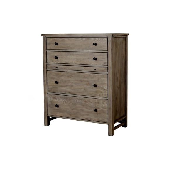 Origins by Alpine Classic Wood 4 Drawer Chest in Natural Gray