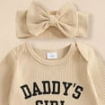 thumbnail image 6 of Splozh Baby Boy Outfit Baby Boy Girl Outfit Romper Jumpsuit Cute Baptism Outfit Photoshoot Outfits with Headband Beige,3-6 Months, 6 of 7