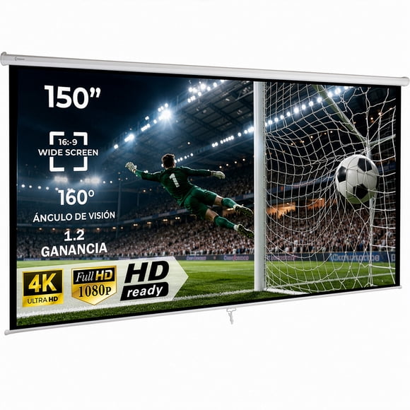 Pantalla Proyector Manual AUDIOTEK 150pulg Blackout 16:9 Quick Release