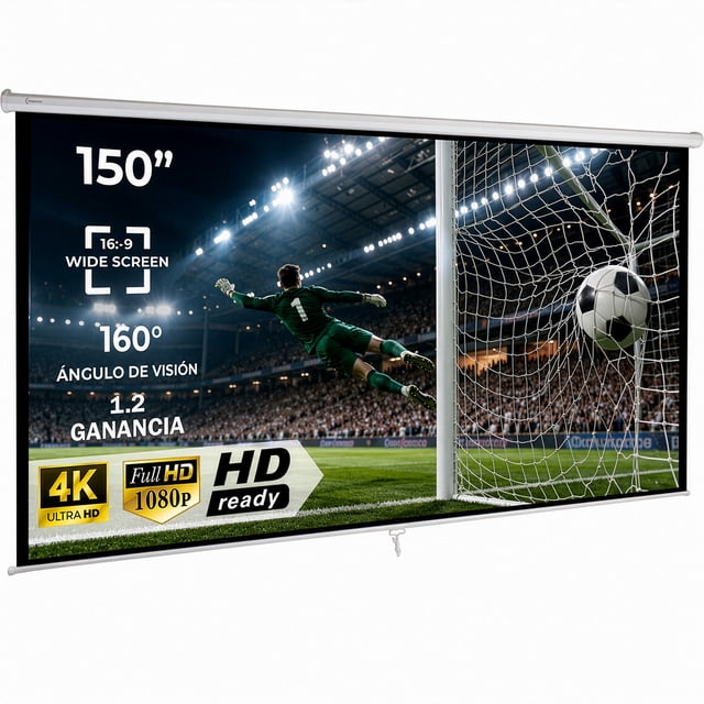 Pantalla Proyector Manual AUDIOTEK 150pulg Blackout 16:9 Quick Release