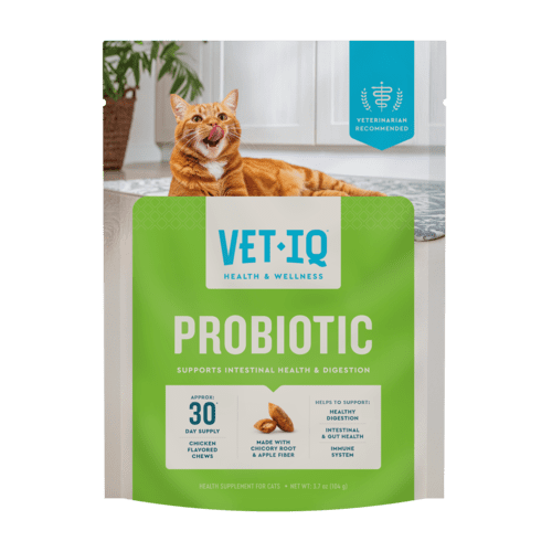 Vet IQ Probiotic Health Supplement for Cats, Chicken Flavored Crunchy Chews, Approx. 30 Day Supply
