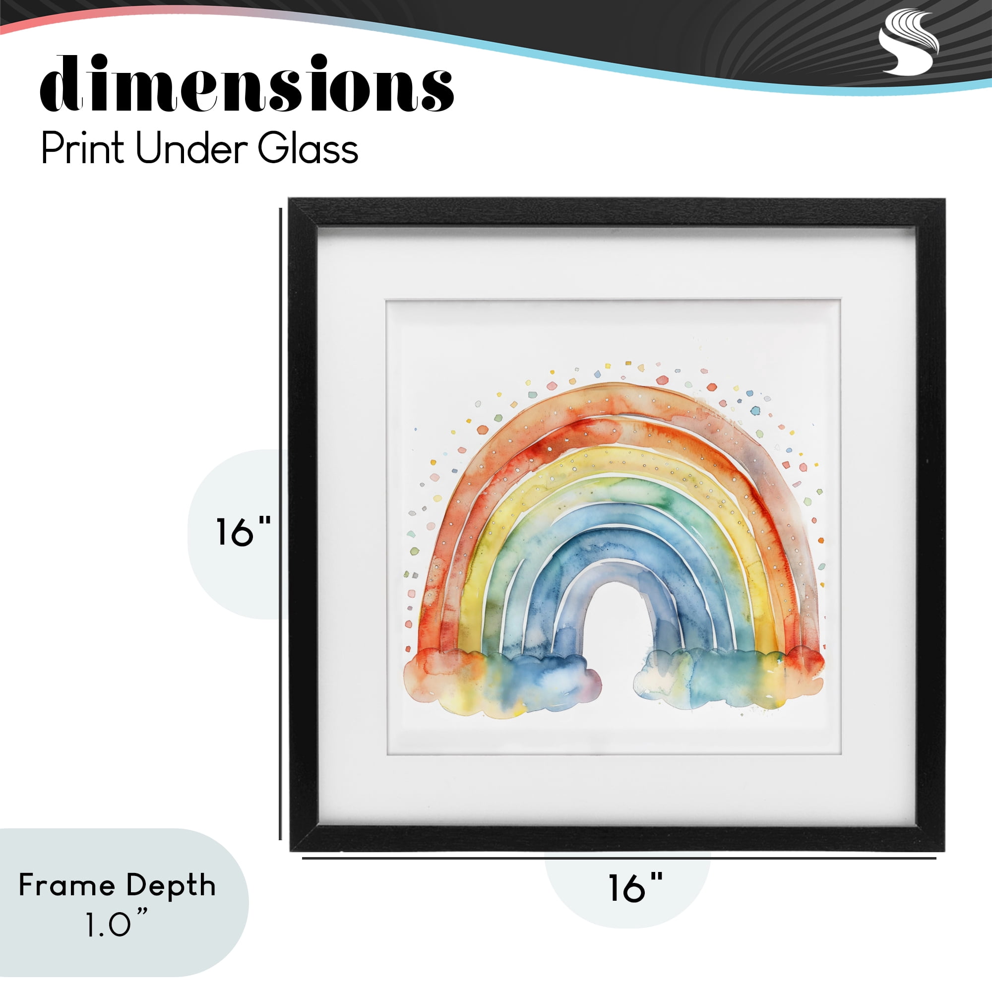 Stupell Industries Colored Rainbow Clouds Black Framed Print Under Glass, design by Creative Studio