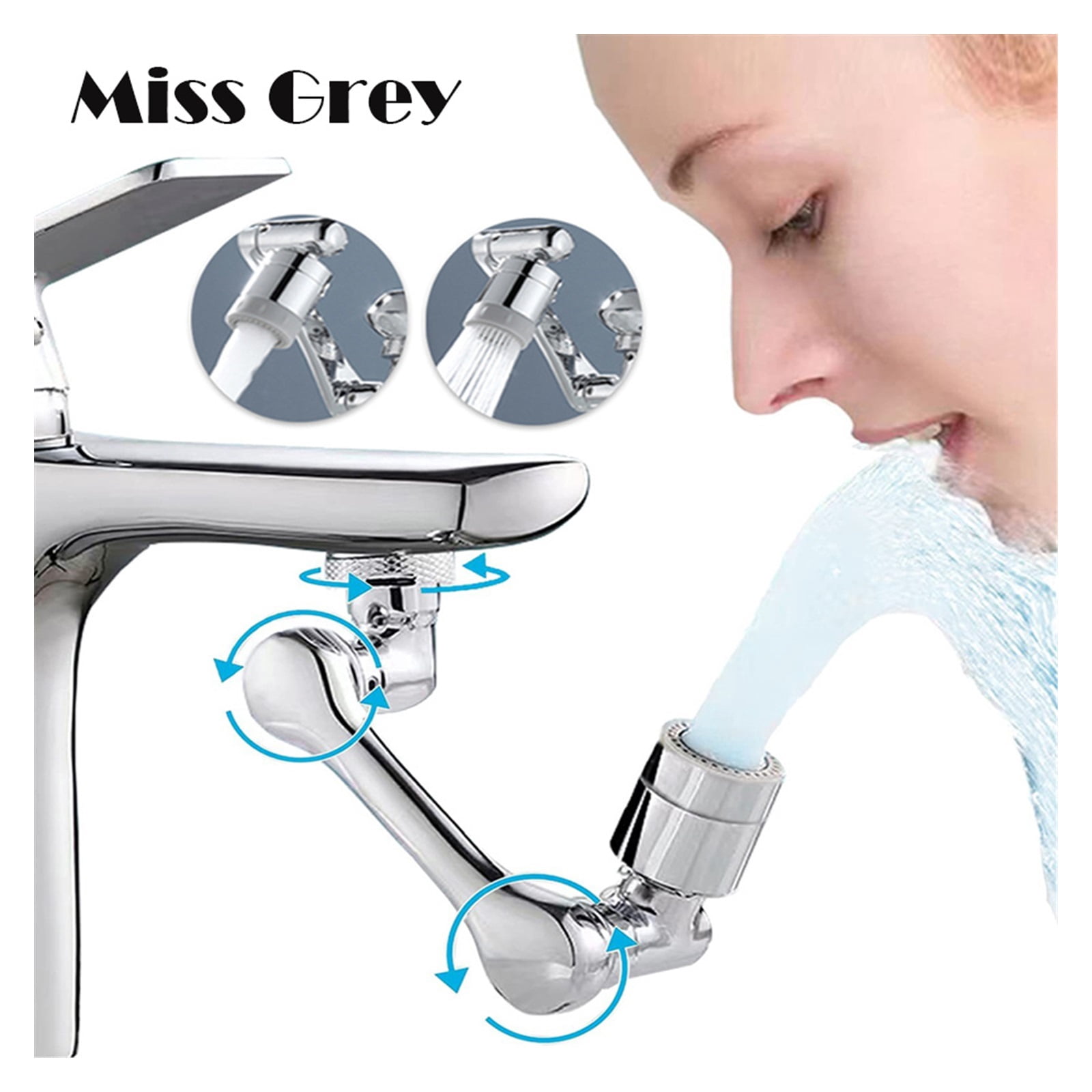 Universal 1080° Rotation Extender Faucet Aerator Plastic Splash Filter Kitchen Sink Washbasin Faucets Bubbler Nozzle Robotic Arm ,Water Saving