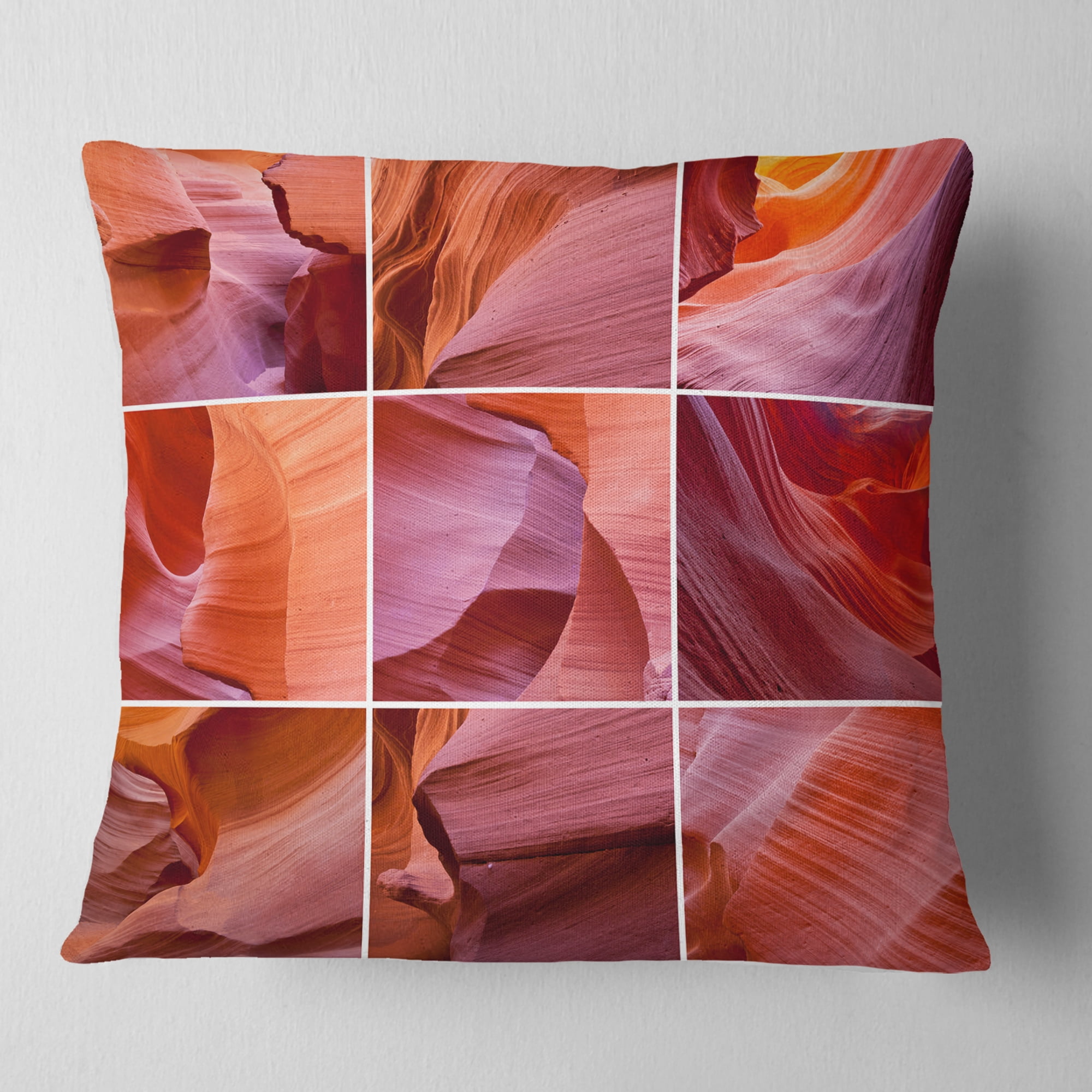 Designart Antelope Canyon Collage - Landscape Photo Throw Pillow - 18x18