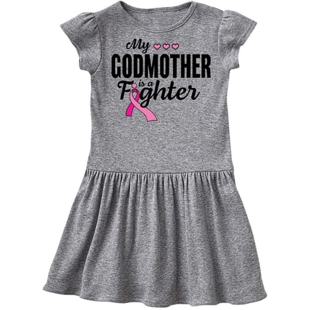 

Inktastic Breast Cancer Awareness My Godmother is a Fighter Gift Toddler Girl Dress