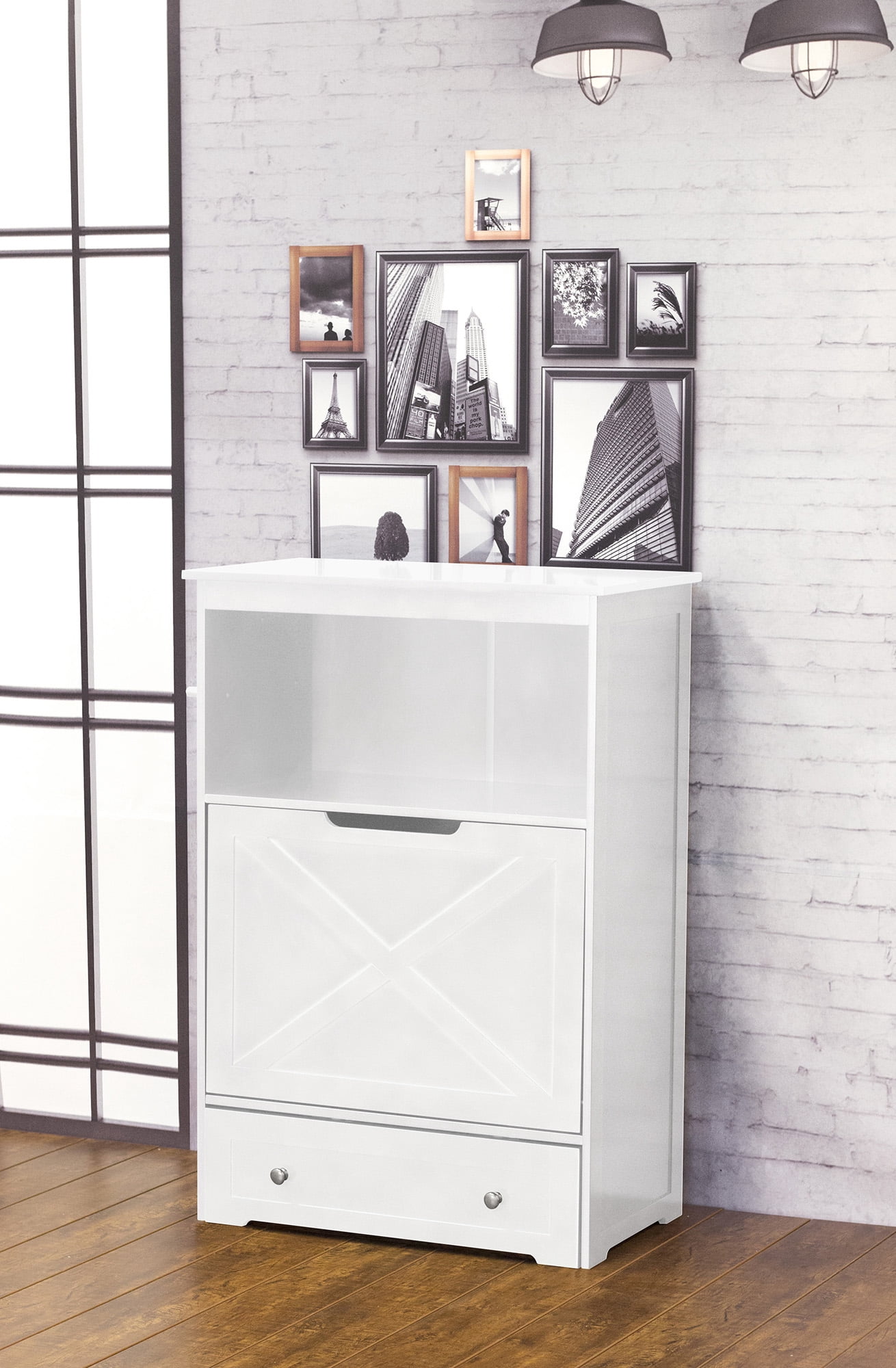 Contemporary Home Living 35" White Durable Windsor Pet Feeder