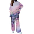 thumbnail image 1 of Traje casual de moda para mujer, estampado de punto, cuello alto, pantalones de pierna ancha sueltos, conjunto de dos piezas Pompotops  qwe23792, 1 of 9