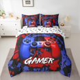 thumbnail image 2 of Homewish Blue Red Gamepads 7-Piece King Bedding Set - Graffiti Video Game, 2 of 8