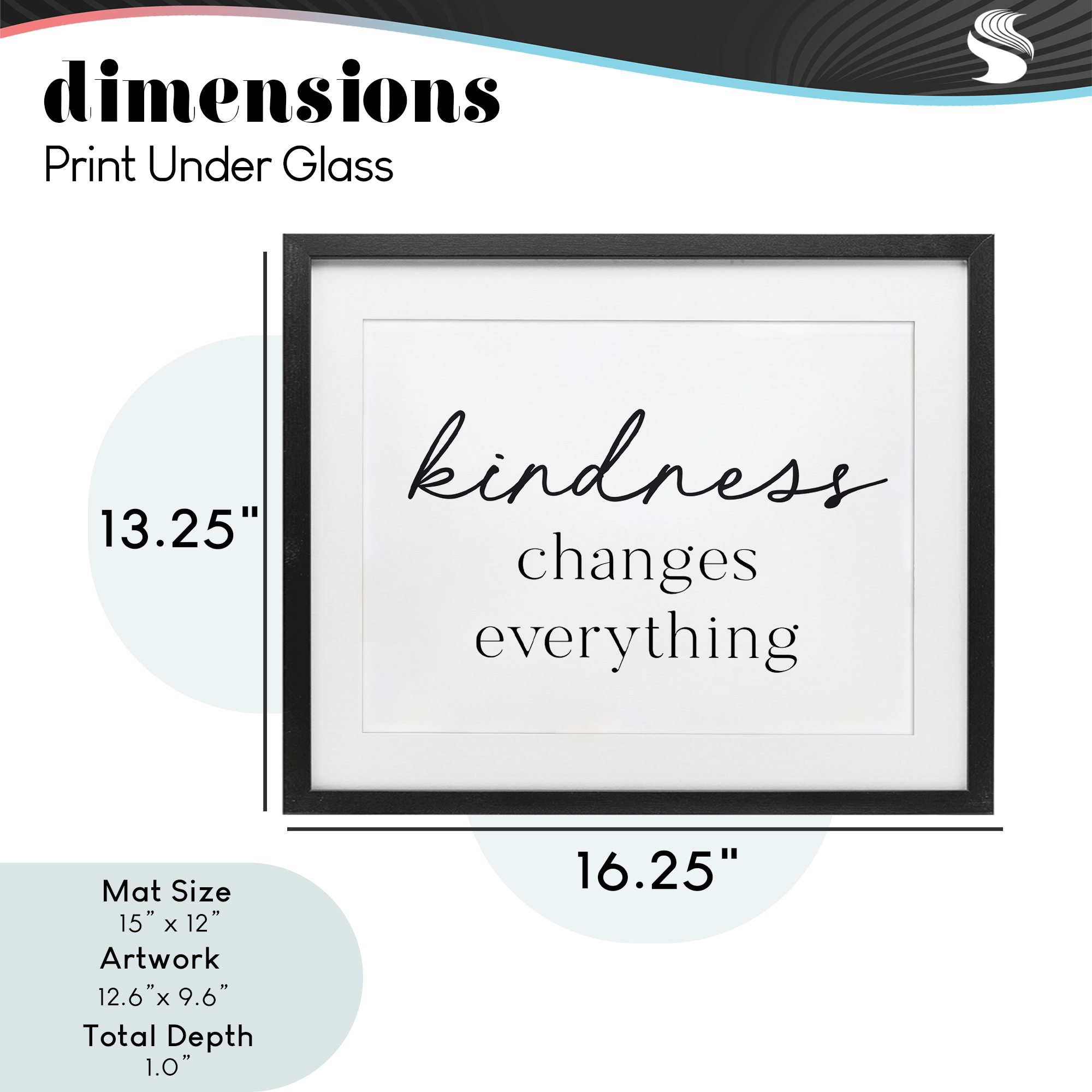 Kindness Changes Everything Black Framed Print Under Glass, design by Lettered and Lined