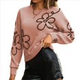 thumbnail image 3 of Suéter Informal de Larga con Cuello Redondo y Hombros Caídos para Mujer, Tejido de Punto Raíz de Rosa XL, 3 of 8