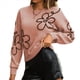 thumbnail image 3 of Suéter Informal de Larga con Cuello Redondo y Hombros Caídos para Mujer, Tejido de Punto Raíz de Rosa XL, 3 of 8