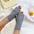 thumbnail image 1 of Women Autumn And Winter Solid Color Multicolor Twist Knitted Wool Half Gloves, 1 of 3