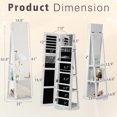 thumbnail image 7 of Homall 360° Swivel Jewelry Armoire Free Standing Jewelry Cabinet Lockable 3-in-one Organizer with Full Length Mirror, White, 7 of 7