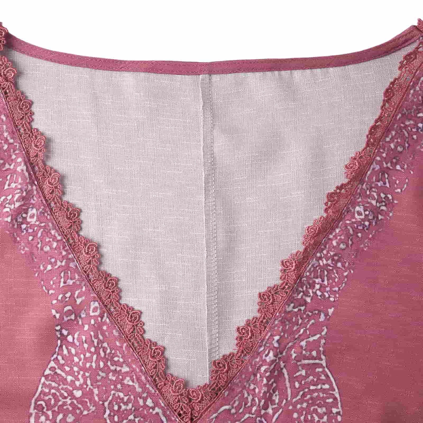 Women's Boho Summer Embroidered Linen Mini Dress, Loose V Neck Short Sleeve Casual Beach Coverups Tassels Dresses