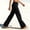 Black women wide leg pants with pockets a1, variant on Cagogo Women Wide Leg Elastic Waist Pants with Pockets Casual Loose Long Trousers Flowy Summer Beach Lounge Wear Fashion Daily Pants, Light Blue L