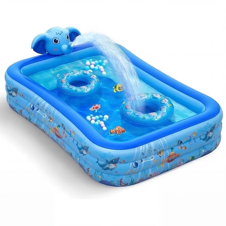 Mighty Rock Elephant Inflatable Swimming Pool with Sprinkler, Baby Pool, Large Inflatable Pool for Adults and Kids, Oversized