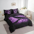 thumbnail image 2 of Manfei Halloween Crow Child Bedding Comforter Set 7-Piece, Black Purple King Bedding Sets, Tribal Hippie Damask Reversible Bed Sheets, Super Cozy Room Decor, 2 of 7